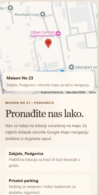 Mobilni prikaz lokacije, mape i navigacije do smještaja Maison No 23