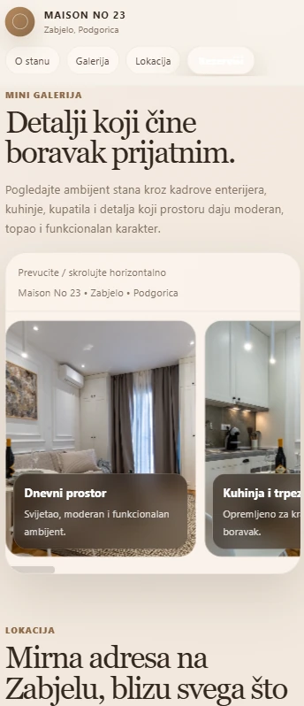 Mobilna galerija enterijera i detalja smještaja Maison No 23